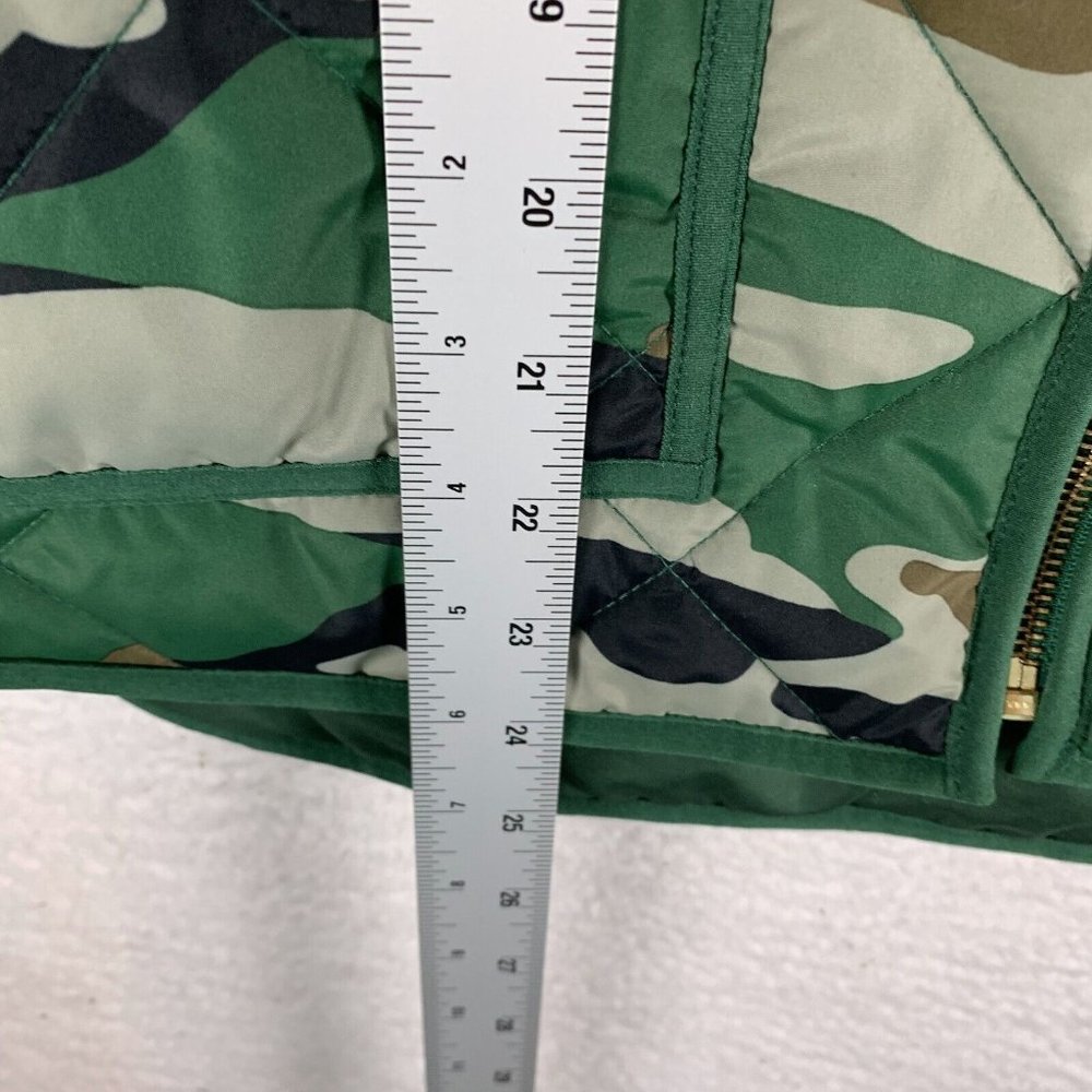 J.Crew Mercantile Vest Women's Medium Green‎ Camouflage Quilted Full Zip 7158 - Picture 4 of 7